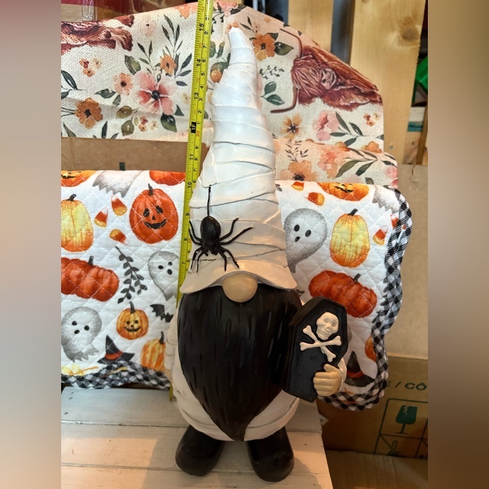 Halloween Gnome Figurine- Black and White